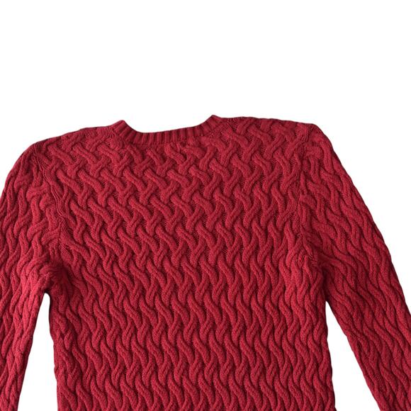 Jeanne Pierre Burgundy Textured Cable Knit Pullover Sweater Size Large - Picture 6 of 6